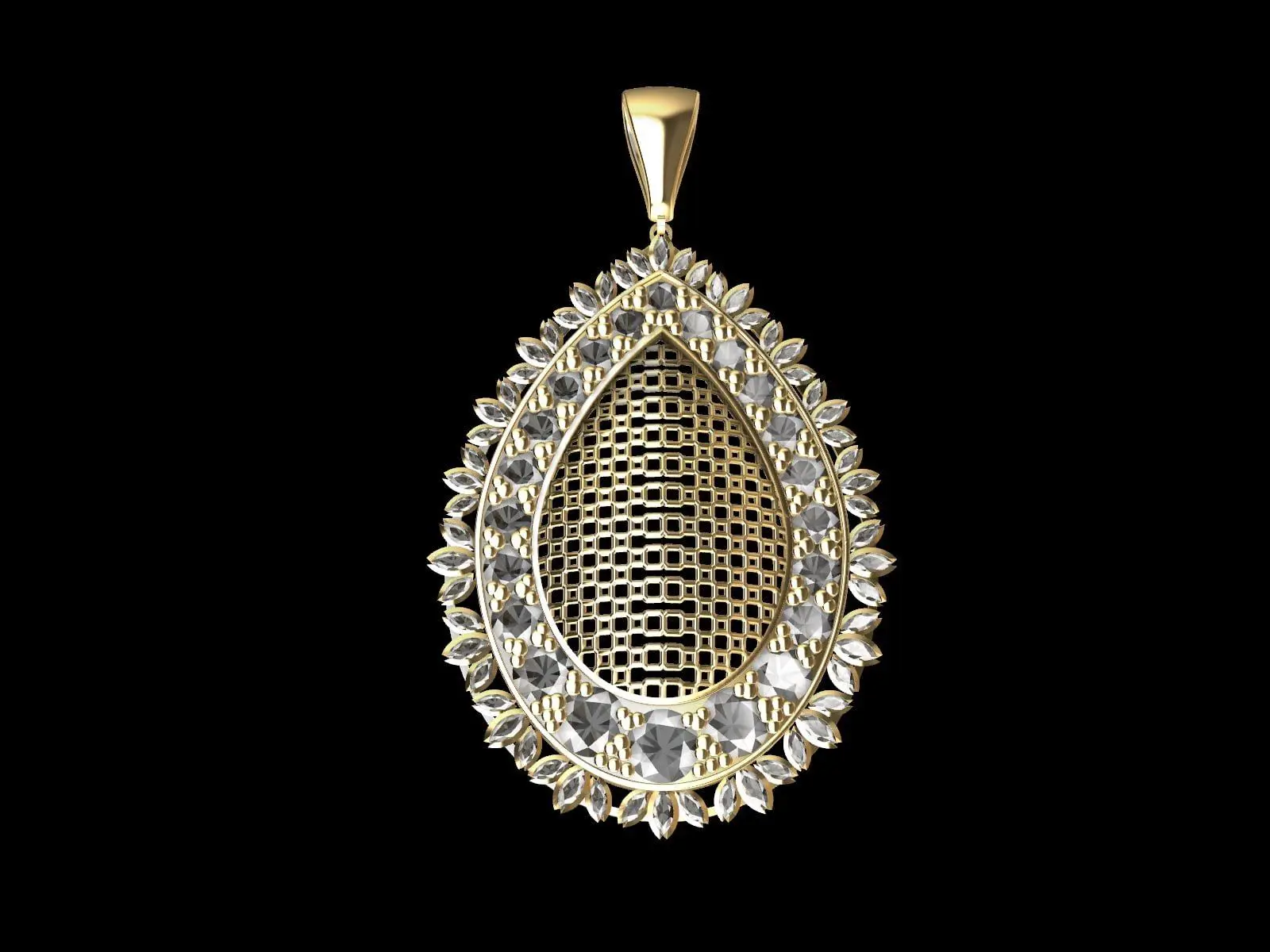 Designer Diamond Pear Pendant,