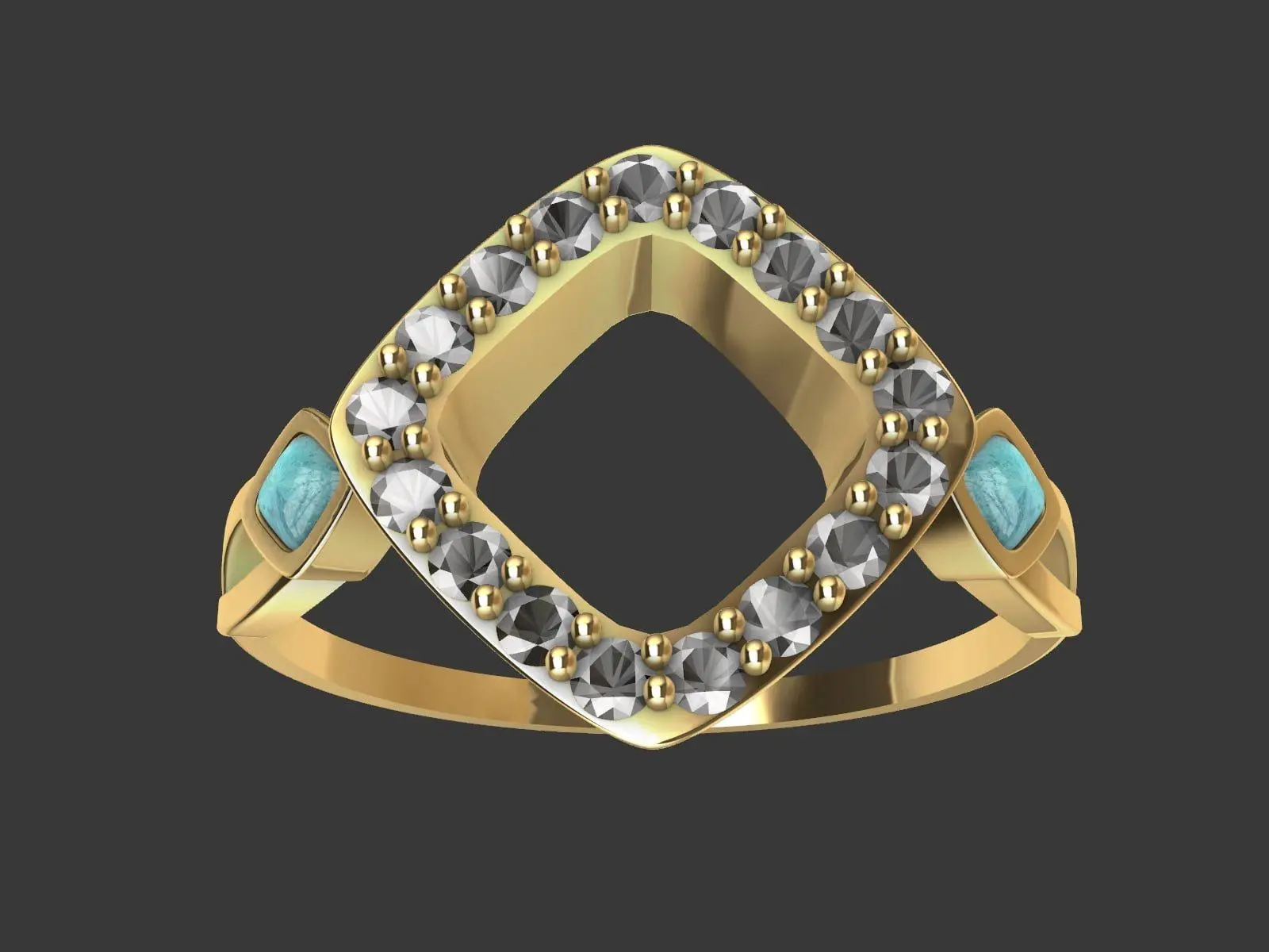 Rhombus Shape Designer Ring,
