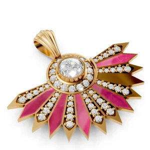Enamel diamond pendant