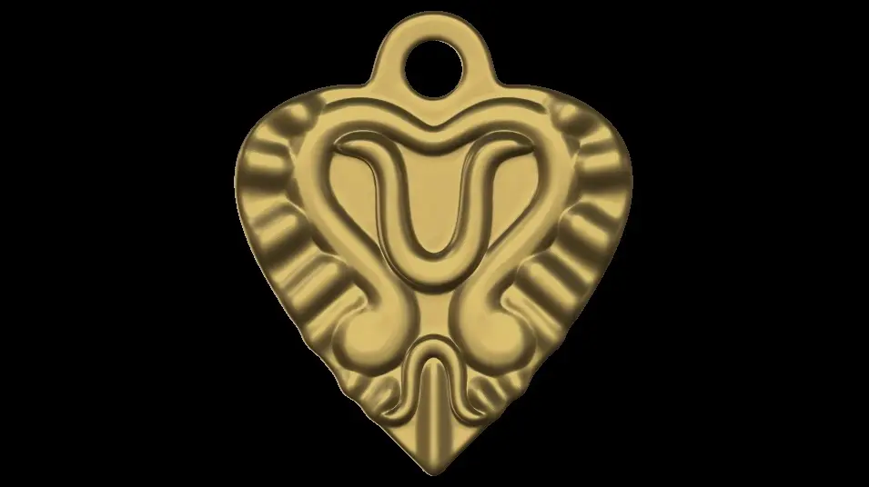 cadfilez heart pendant Modern heart pendant 3D model with sculpted relief design for jewelry making